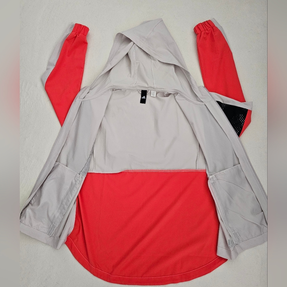 EXELLENT ADIDAS Track Jacket Womens Lightweight Color: Black Salmon Tan SZ M - Picture 5 of 16